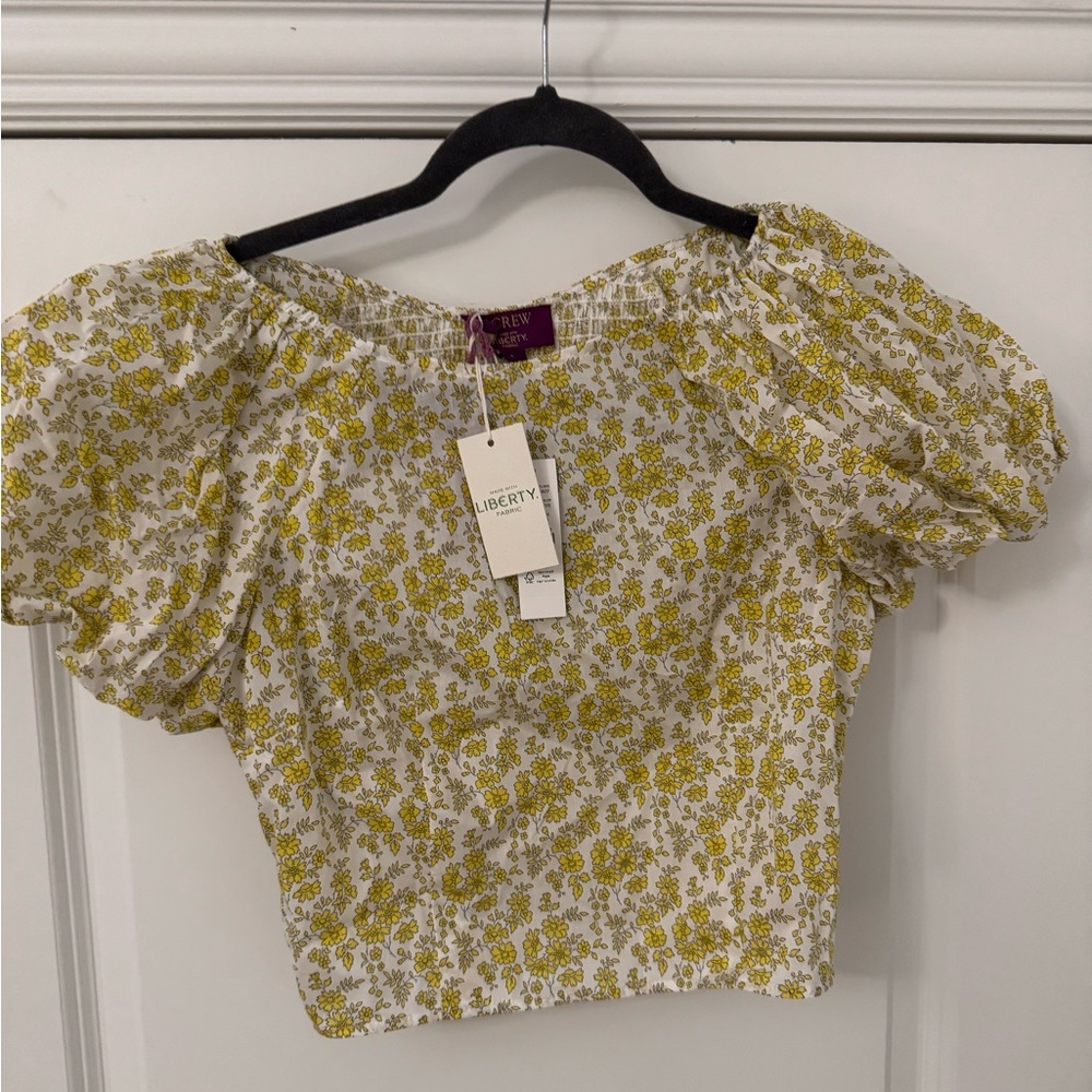 Jcrew Liberty Fabric Cropped Puff Sleeve top NWT